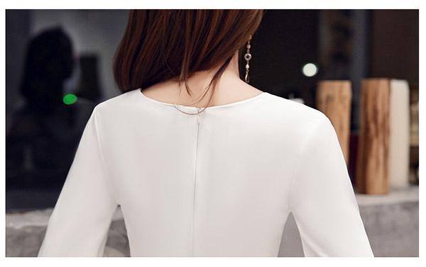 送料無料】ミディアムドレス パーティードレス 袖あり Vネック ミモレ