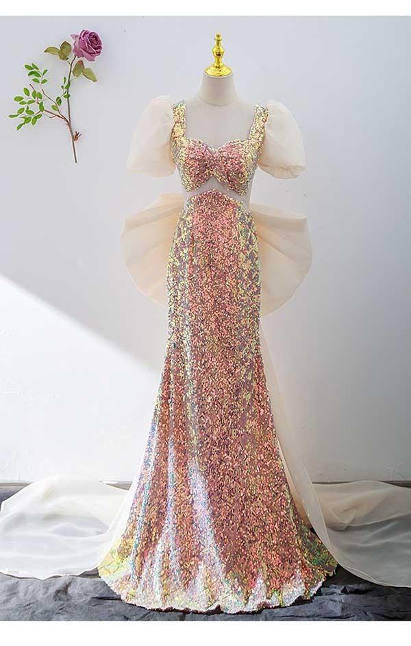 カラードレス スパンコール カラフル キラキラ ファスナー パーティー