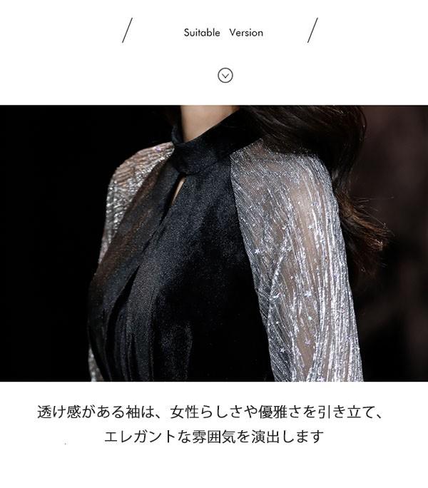 ピアノ 発表会 ドレス 長袖 秋冬 ベロア 大人 ロングドレス 演奏会 結婚式 母親 ピアノ発表会 黒ドレス 袖付き キラキラ ワンピース 演奏会用ドレス パーティードレス イブニングドレス ロング丈 ミモレ丈 ショート丈 大きいサイズ カットアウト フォーマル da203x1x1l9_7