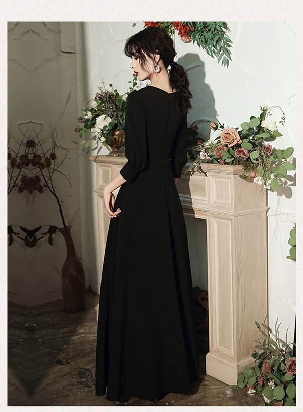 ロングドレス 演奏会 ピアノ 発表会 ビッグカラー ファスナー