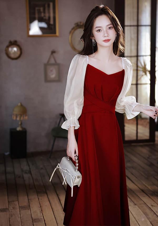 ミモレドレス ひざ下丈ドレス 演奏会 ピアノ 発表会 ブラック 黒