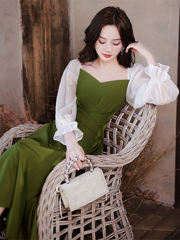 ミモレドレス ひざ下丈ドレス 演奏会 ピアノ 発表会 ブラック 黒