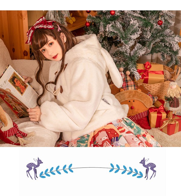 もこもこアウター 可愛い うさみみパーカー うさ耳 ショートコート