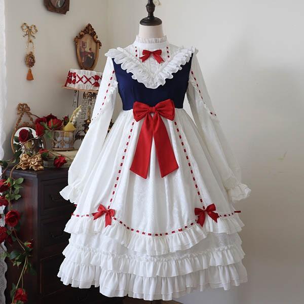ロリータワンピース クラロリ ホワイト 白 レディース lolita リボン