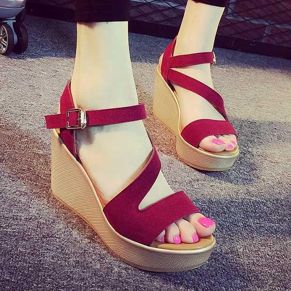 ウェッジサンダル スエード ストラップ ヒール8cm レディース 夏靴 厚底サンダル レースアップサンダル 厚底サンダル ブラック レッド ベの通販はau Pay マーケット Glory Park