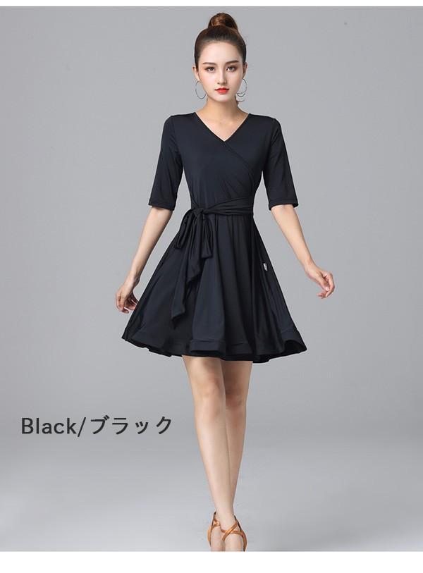 社交ラテンダンス黒 ワンピース 社交ダンス ドレス 衣装 練習着