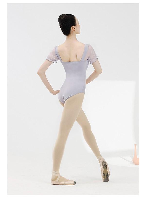 バレエ レオタード 大人 ジュニア ポワント袖 透け感 美ライン