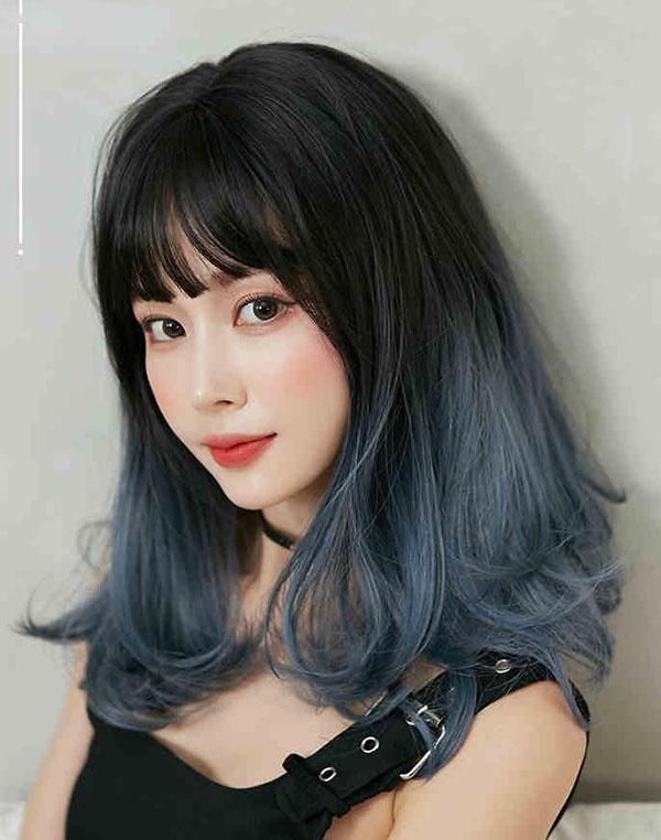 保存版 ウィッグ ミディアム 黒髪 レディース フルウィッグ スモーキーブルー セミロング かわいい 超自然 普段使い 数量限定 特売 Www Iacymperu Org