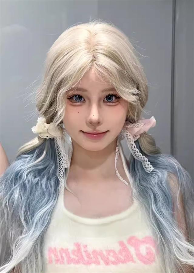 ウィッグ ロング レディース ハーフウィッグ グラデーション 金髪