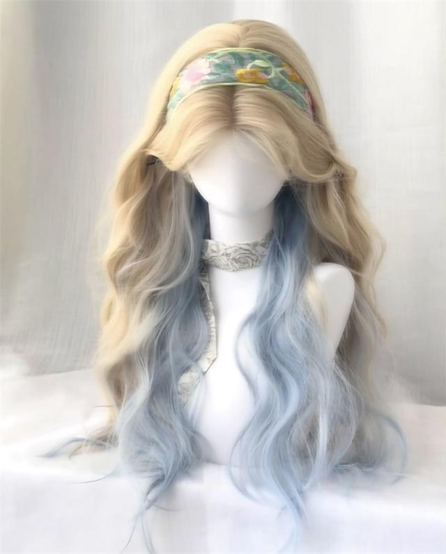 ウィッグ ロング レディース ハーフウィッグ グラデーション 金髪