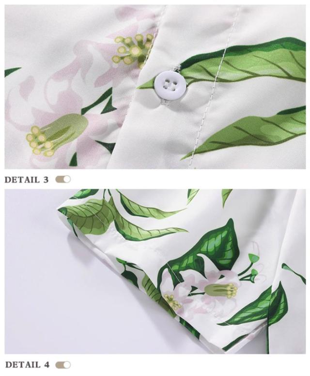 メンズ 【極美品】Pataloha アロハシャツ 半袖 開襟 総柄 ヘンプ 白 緑 M