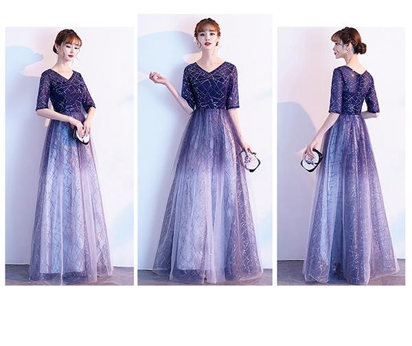 パーティードレス 演奏会  ロングドレス 演奏会用ドレス Vネック 母親 大人 ピアノ 発表会 袖あり 舞台衣装 合唱 二次会 結婚式 発表会 20代 30代 40代  Aライン ステージドレス 大きいサイズ S M L XL 2XL 3XL 4XL パーティードレス 演奏会 ロングドレス 演奏会用ドレス Vネック 母親