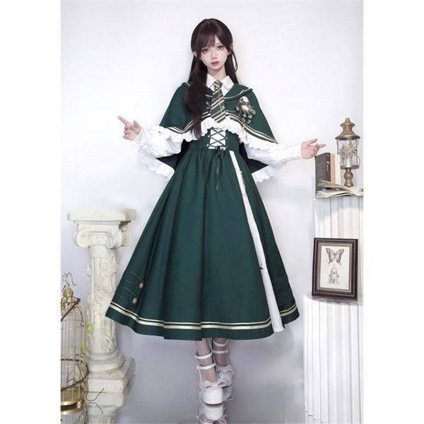 ロリータ セットアップ シャツ スカート ヨーロッパ 長袖 ロング丈 Aライン Lolita 編み上げ 可愛い レディース コスチューム 仮装 cos ハロウィン 学園祭 文化祭 リボン かわいい パーティ イベント ファッション d9099z7z7h5 ロリータ セットアップ シャツ スカート ヨーロッパ 長袖 ロング丈 A