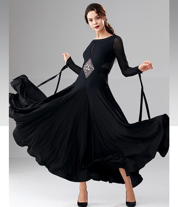 社交ダンス ドレス スタンダード 社交ダンス衣装 ワンピース 広がる裾