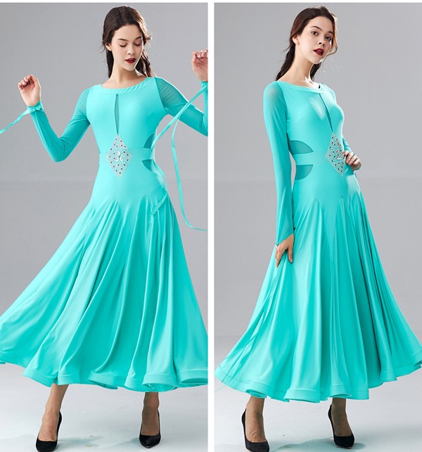 社交ダンス ドレス スタンダード 社交ダンス衣装 ワンピース 広がる裾