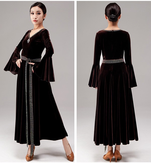 社交ダンス ドレス 社交ダンス衣装 ワンピース 広がる裾 レッスン着