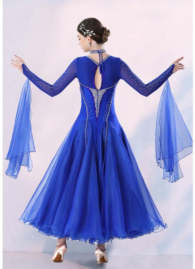 社交ダンスドレス モダンダンス キラキラ パープル 華やか オーダー