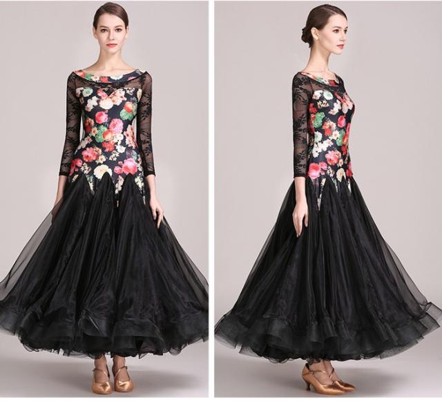 花柄 社交ダンスドレス ワンピース モダンダンス ワルツ 広がる裾ドレス 楽天市場】社交ダンス 花柄 衣装 モダンドレス 広がる裾 ワンピース