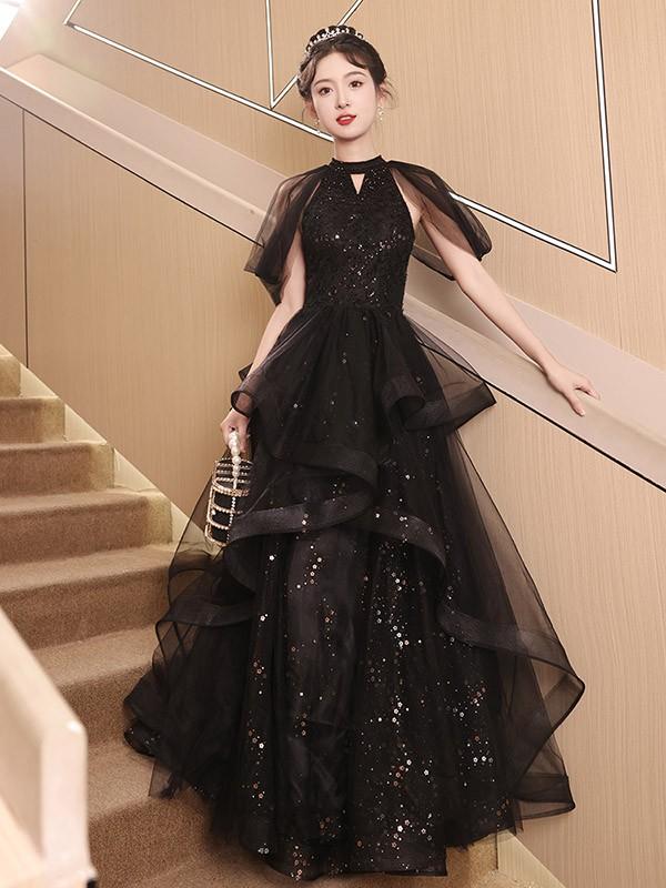 ドレス 大人 ピアノ 発表会 ロング丈 ぽっちゃり 大きいサイズ イブニングドレス 演奏会 ピアノ発表会 袖付き ワンピース Aライン ステージドレス 二次会 女子会 成人式 パーティードレス 大人可愛い bg057zezel9_4