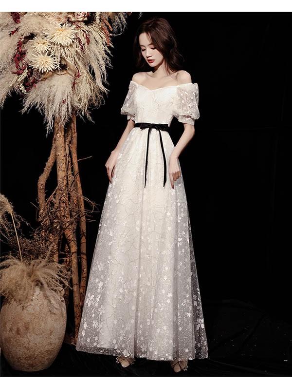 ドレス 大人 ピアノ 発表会 ロング丈 ぽっちゃり 大きいサイズ イブニングドレス 演奏会 ピアノ発表会 袖付き ワンピース Aライン ステージドレス 二次会 女子会 成人式 パーティードレス 大人可愛い_4