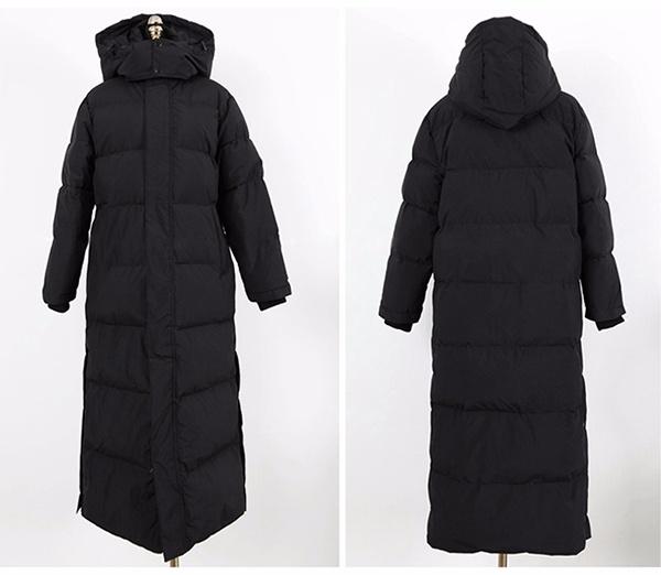 送料無料】ダウンコート 超ロング Aライン 帽子付き ダウンジャケット