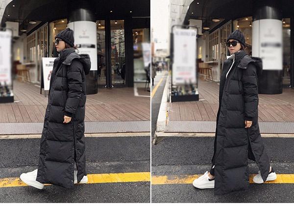 送料無料】ダウンコート 超ロング Aライン 帽子付き ダウンジャケット