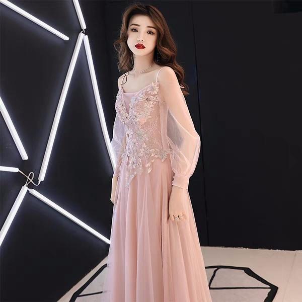 【送料無料】ドレス ロング丈 レース 二次会 袖付き 肩だし エレガント パーティードレス 結婚式 親族 母親 フォーマル 小さいサイズ ワンピース 20代 30代 40代 大きいサイズ_4