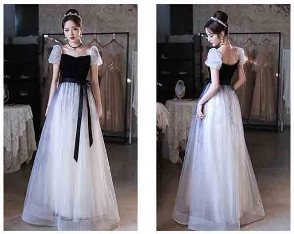 送料無料】パーティードレス ロングドレス 演奏会 袖あり ドレス バイ