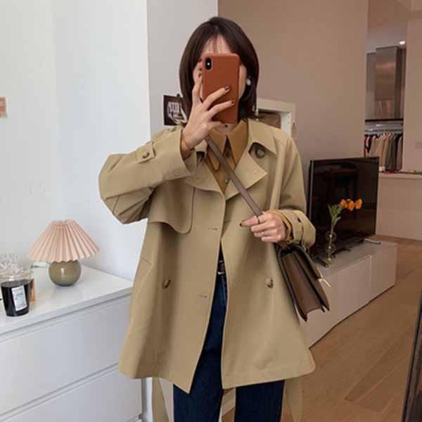 トレンチコート レディース アウター コート 小柄 小さいサイズ ロング