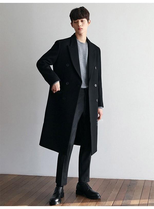 【送料無料】チェスターコート ロングコート メンズ ウール混 メルトン 黒 ブラック 中綿コート 韓国 暖かい おしゃれ 体型カバー 送料無料】チェスターコート ロングコート メンズ ウール混 メルトン