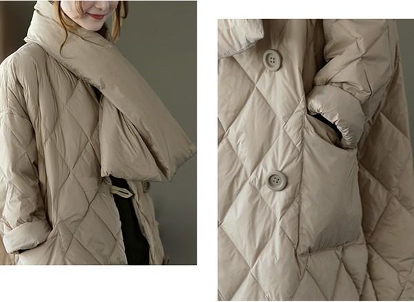 送料無料】ダウンコート レディース マフラー付き ゆったり