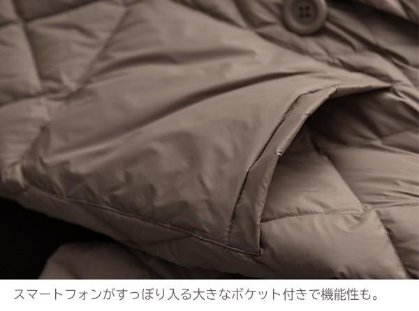 【送料無料】ダウンコート レディース マフラー付き ゆったり キルティング ダウン90% 暖かい 防寒 ダウン コート ロング丈 キルティングコート_3