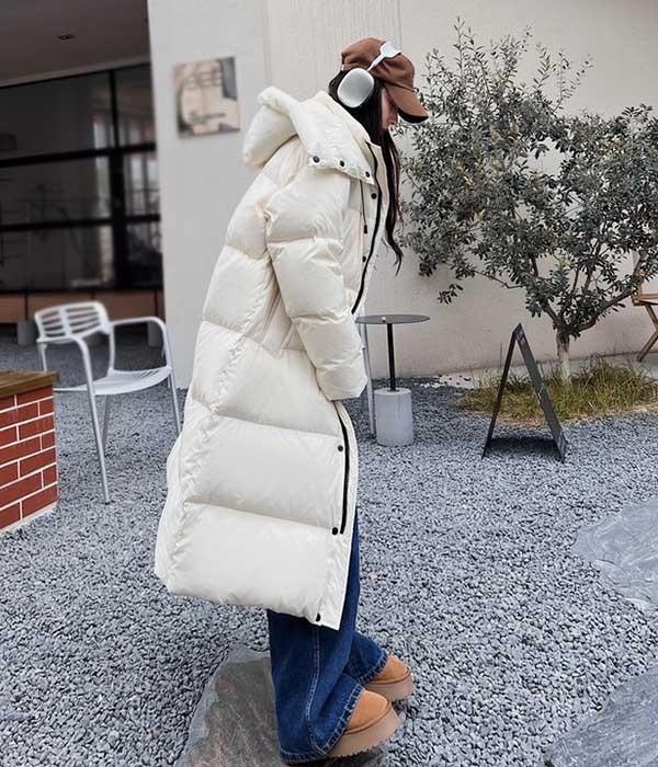 ダウンコート レディース ロング ベンチコート フード アウター