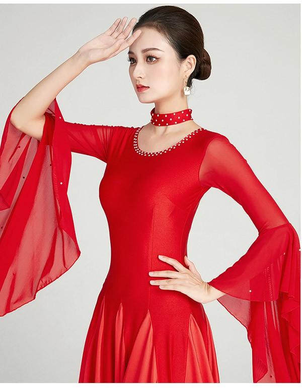 送料無料】社交ダンスドレス 広がる裾 競技用ドレス ダンス衣装 ダンス