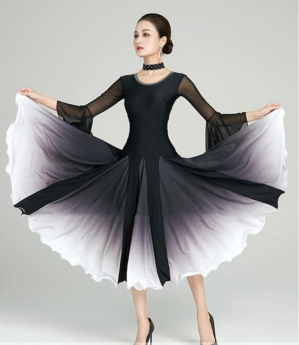 送料無料】社交ダンスドレス 広がる裾 競技用ドレス ダンス衣装 ダンス