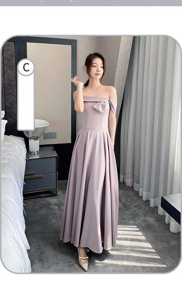 送料無料】ブライズメイド ドレス ロング丈 袖付き オフショルダー