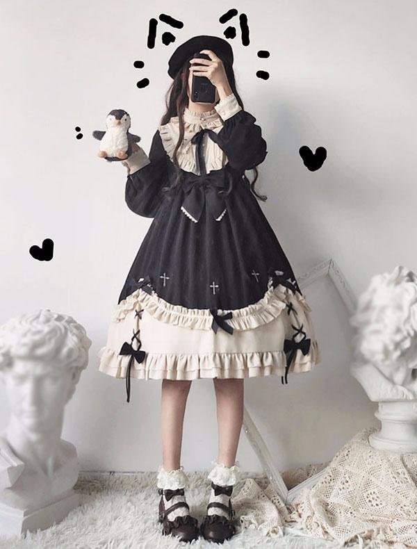 【送料無料】ロリータ ワンピース ゴスロリ メイド ワンピース ゴシック コスプレ パーティードレス コスチューム 衣装 ハロウィン クリスマス_1