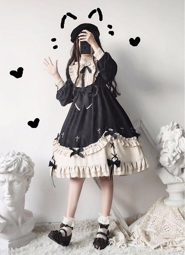【送料無料】ロリータ ワンピース ゴスロリ メイド ワンピース ゴシック コスプレ パーティードレス コスチューム 衣装 ハロウィン クリスマス_5