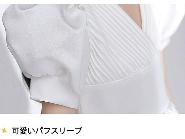 【送料無料】子供ドレス ワンピース ロングドレス パフスリーブ ピアノ発表会  夏 白 シンプル 半袖 サテン 子供 ドレス 女の子 フォーマルドレス パーティードレス 結婚式 七五三 発表会 フラワーガール キッズドレス_3