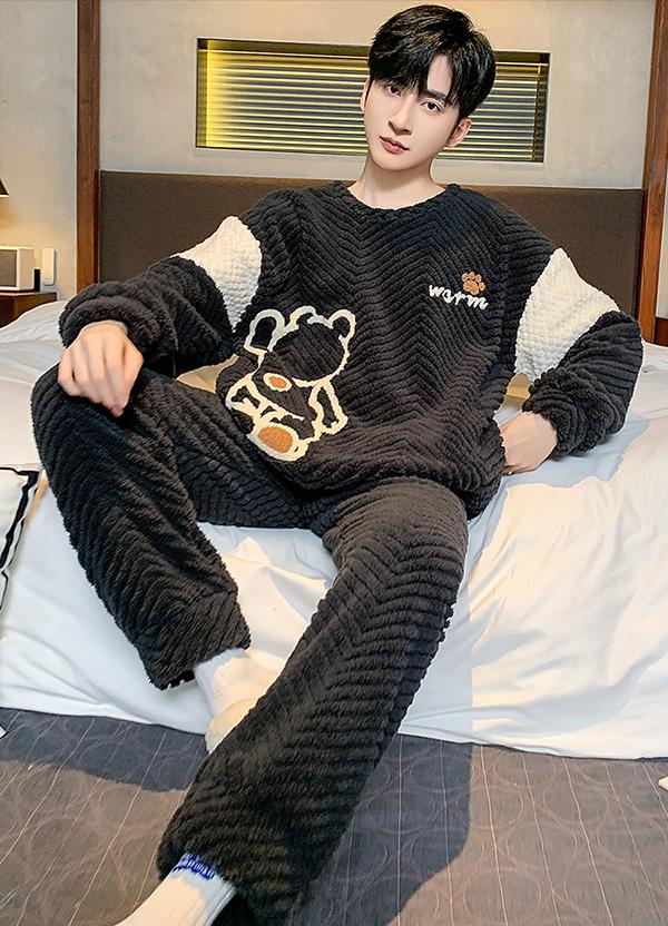 メンズパジャマ ルームウエア もこもこ 部屋着 お出かけ 冬用 あったか