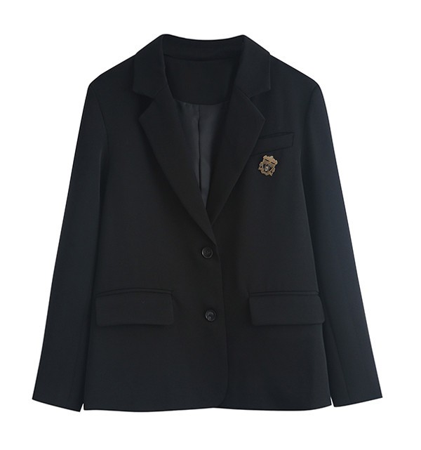 ショート丈コート レディース スーツジャケット 長袖学生制服 冬 秋 春 ショートコート通学 中学生 高校生 卒業式ブラック