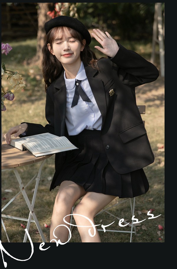 ショート丈コート レディース スーツジャケット 長袖学生制服 冬 秋 春 ショートコート通学 中学生 高校生 卒業式ブラック