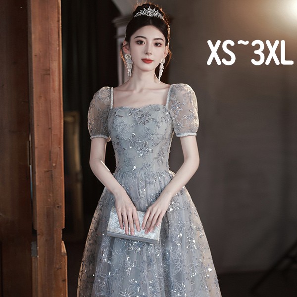 レディースドレス 大人 ピアノ発表会 ロング丈 結婚式 半袖 編み上げ ワンピース 二次会 女子会 成人式 おしゃれ 可愛いロングドレス 袖あり お呼ばれ 20代 30代