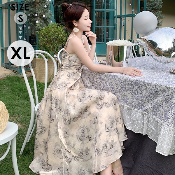 夏ワンピース  レディースドレス　花柄ワンピースロング丈袖無し ワンピース 二次会 女子会 春夏 カジュアル 体型カバー ゆったりハワイ 旅行可愛い着痩せるの通販は 5,950円