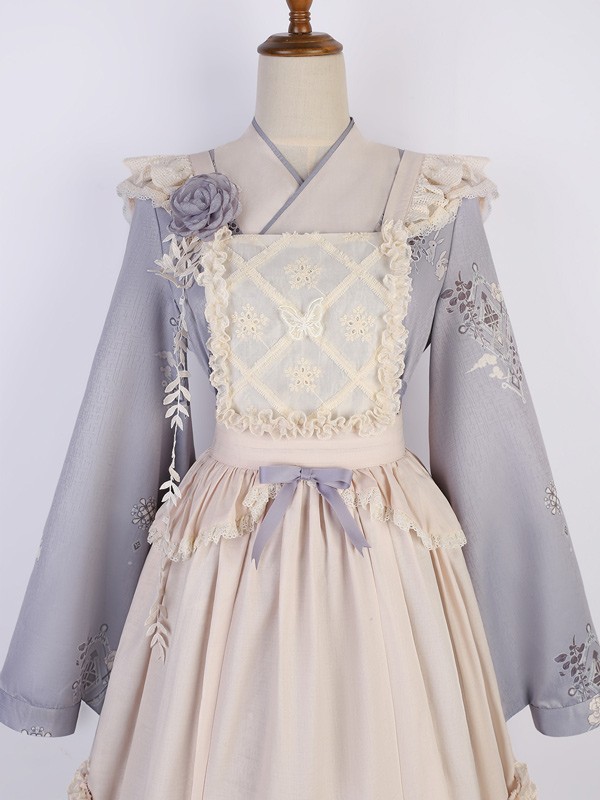 ロリータ ワンピース 長袖 レース リボン付き フリル 重ね着風 姫系 可愛い 上品 清楚 レディース 衣装 発表会 お呼ばれ デート 撮影会 コスプレ 推し活 イベント 衣装 春 秋_11