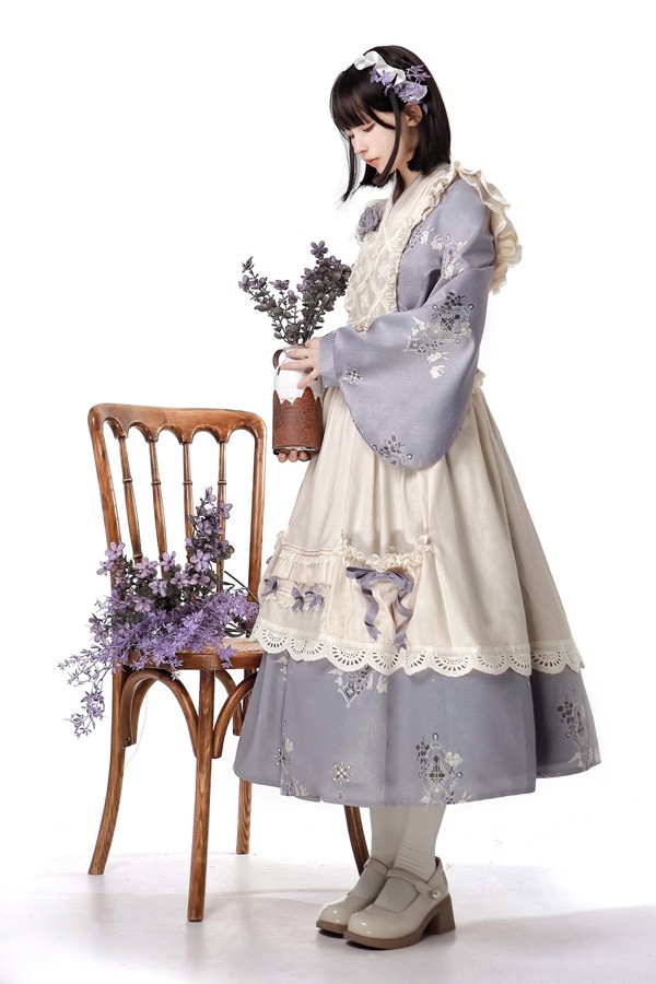 ロリータ ワンピース 長袖 レース リボン付き フリル 重ね着風 姫系 可愛い 上品 清楚 レディース 衣装 発表会 お呼ばれ デート 撮影会 コスプレ 推し活 イベント 衣装 春 秋_7