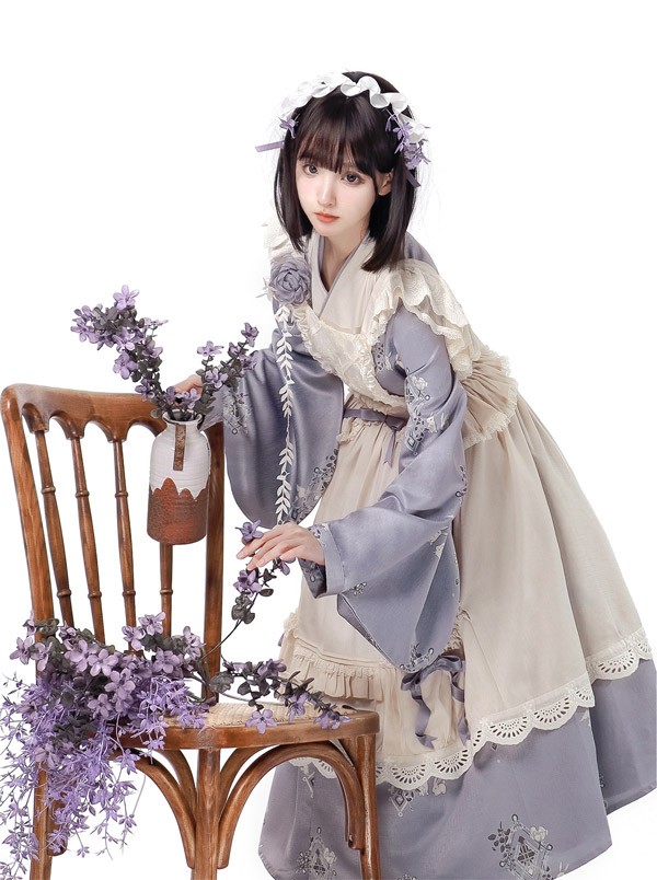 ロリータ ワンピース 長袖 レース リボン付き フリル 重ね着風 姫系 可愛い 上品 清楚 レディース 衣装 発表会 お呼ばれ デート 撮影会 コスプレ 推し活 イベント 衣装 春 秋_8