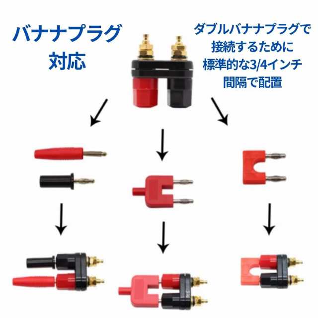 【10個セット】 ゴールド スピーカー ターミナル 赤 黒 2連 バナナプラグ 対応mmk-h61【1〜2日発送】｜au PAY マーケット