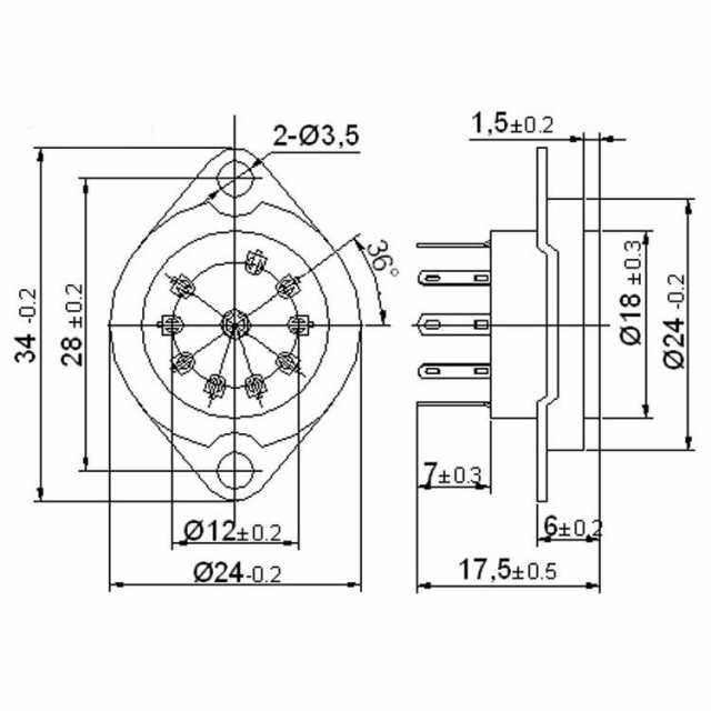 真空管 ソケット 9ピン ゴールド 12a×7 12au7 8個 セット アンプ