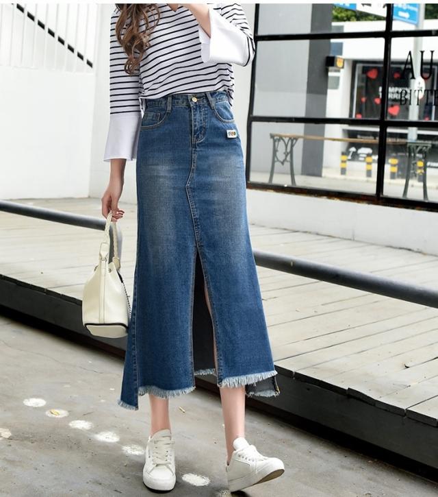 おすすめ 春物 デニム ロングスカート 大きいサイズ デニムスカート ハイウエスト フロントスリット カジュアル デート 通学 の通販はau Pay マーケット ｈａｒｕ ｆｏｏ